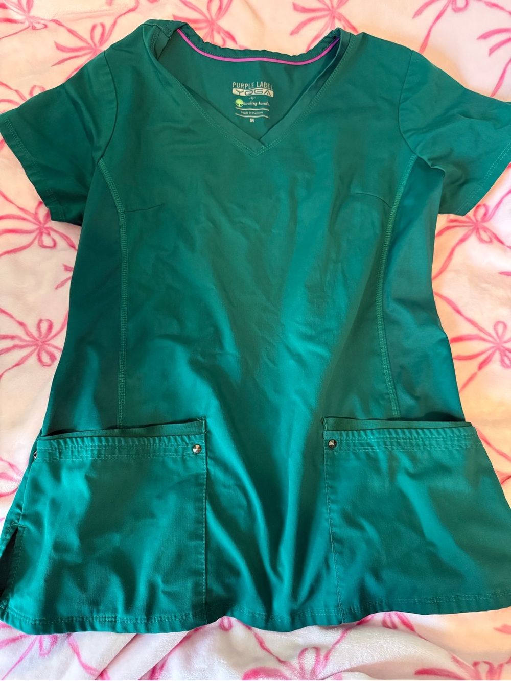 Purple Label Yoga Green Medical Scrub Top